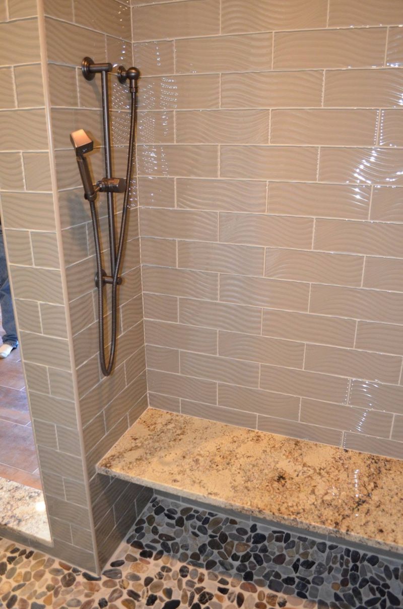 Shower bench in natural stone