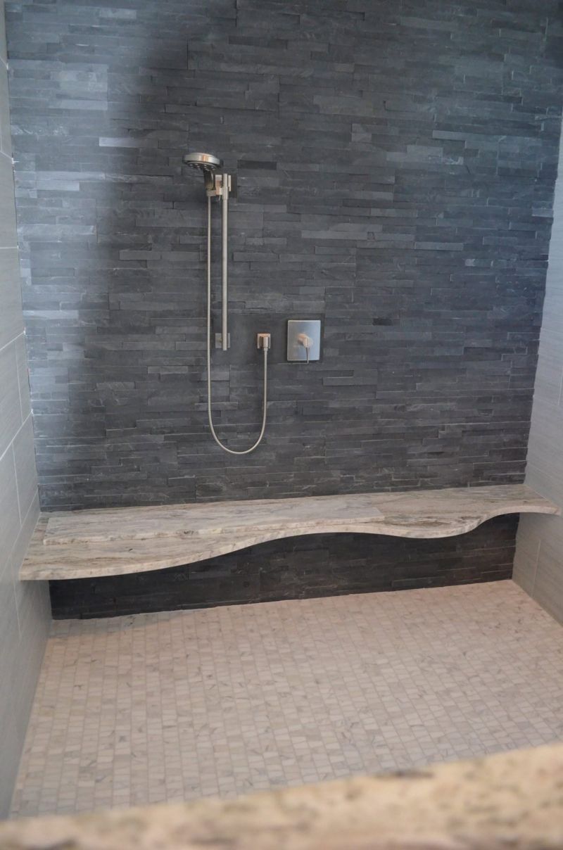 Shower bench in natural stone