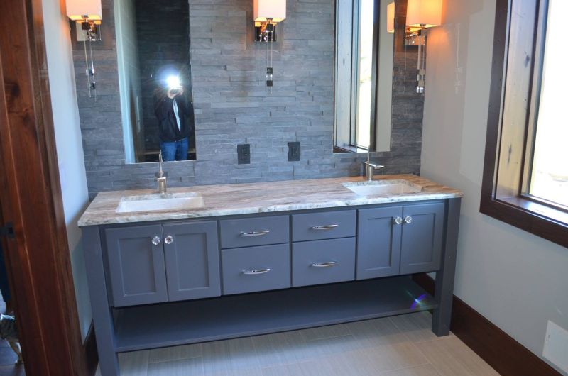 Bathroom vanity with a stone top