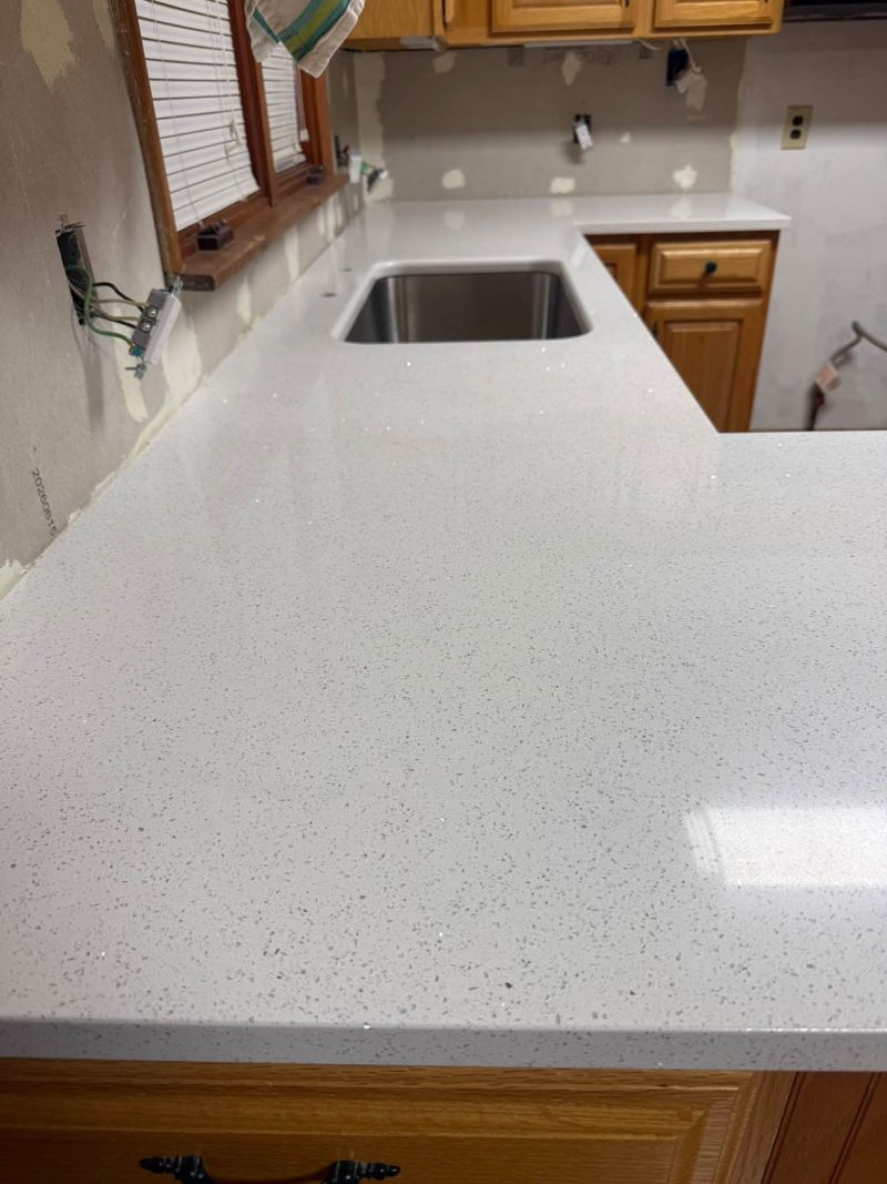 White countertops with an undermount sink